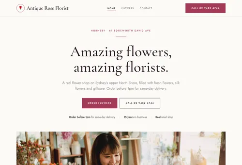 Concept design for a florist website