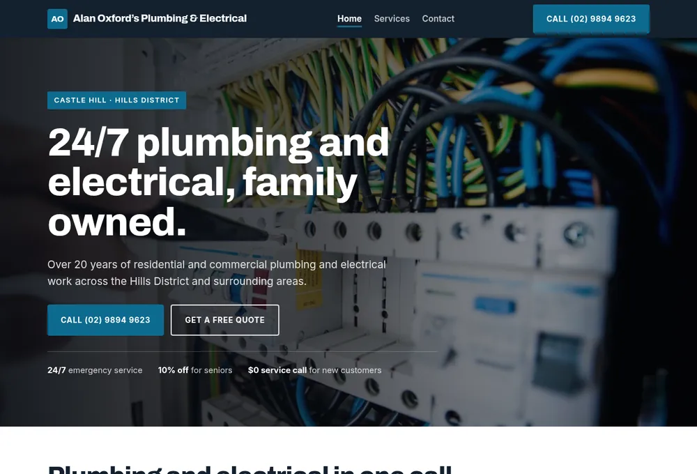 Concept design for a plumbing & electrical website